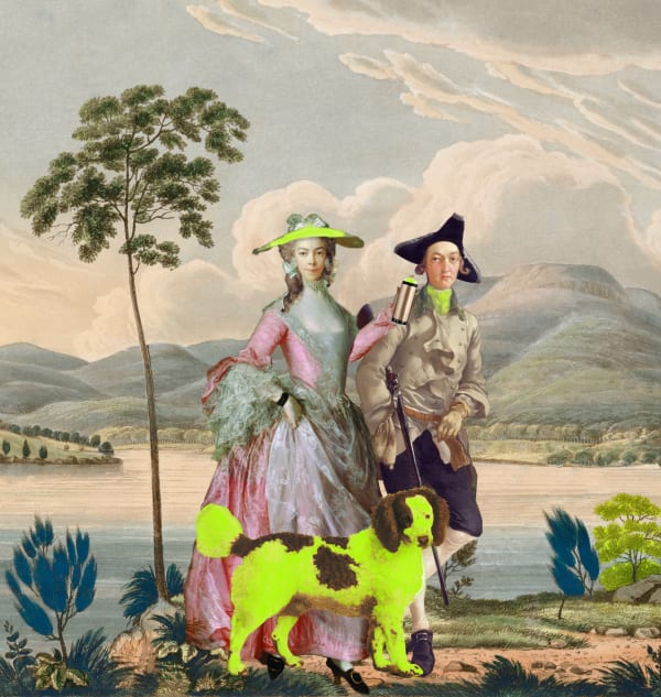 Joan Ross Tag and capture, 2013 hand painted pigment print on cotton rag paper 50 x 47 cm (image size)