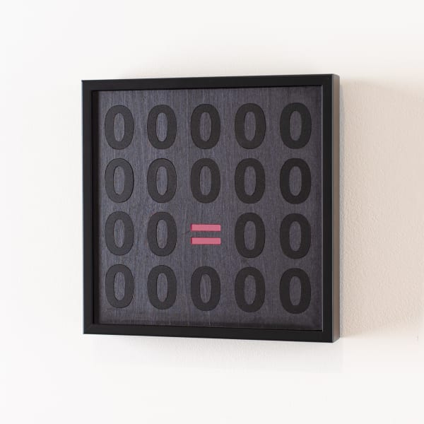 Brigita Ozolins Equals zero, 2025 spirit stain, hardwax oil & perspex on birch ply, framed 20 x 20 cm