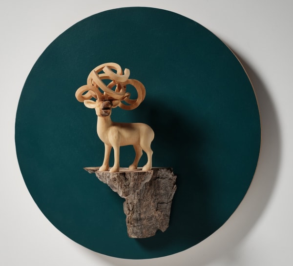 Chi Ling Tabart Thunderheads, 2025 Huon pine, Myrtle, magnet 25 x 12 x 11 cm (overall size)