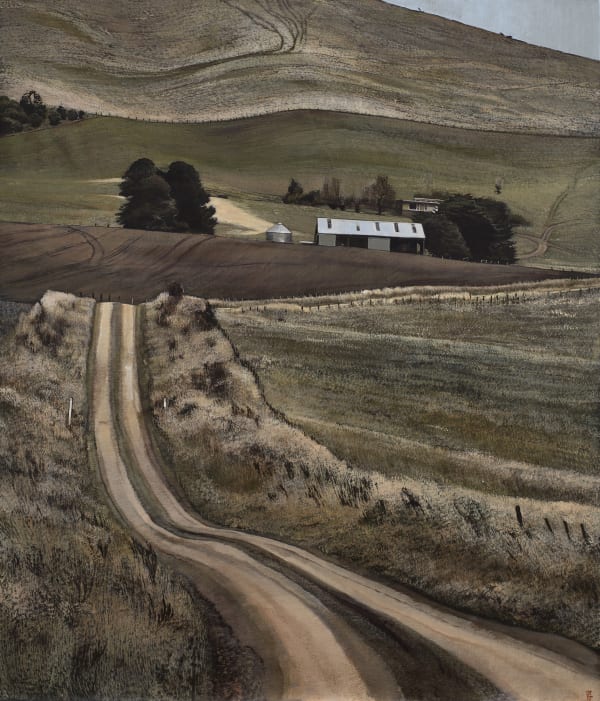 Stephanie Tabram Farm, 2017 acrylic on linen 102 x 87 cm