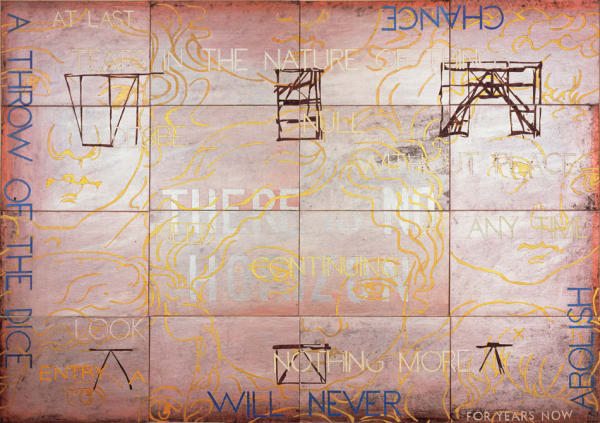 Imants Tillers Nature Speaks : AX, 2008 Acrylic & goauche on 16 canvas boards 101 x 141.5cm (overall assembled size)