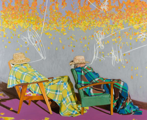 Amanda Davies Flirting with Time, 2010 oil on canvas, unframed 200h x 244w cm (stretcher size)