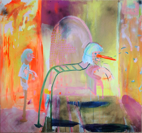Mish Meijers Episode 2 - Behind the leg, in the wings, 2020 acrylic on canvas 198 x 213 cm
