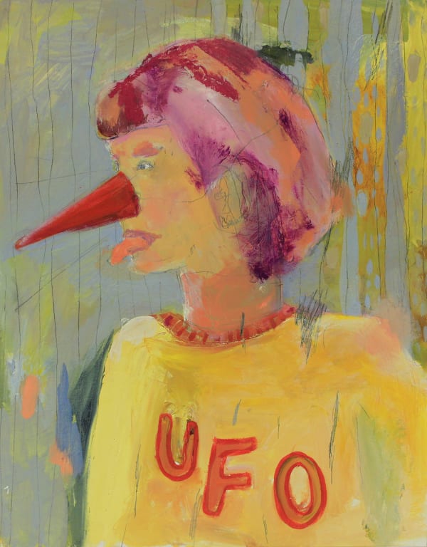 Mish Meijers The cynical UFO camp Co - ordinator, 2020 acrylic on board 51 x 40.5 cm