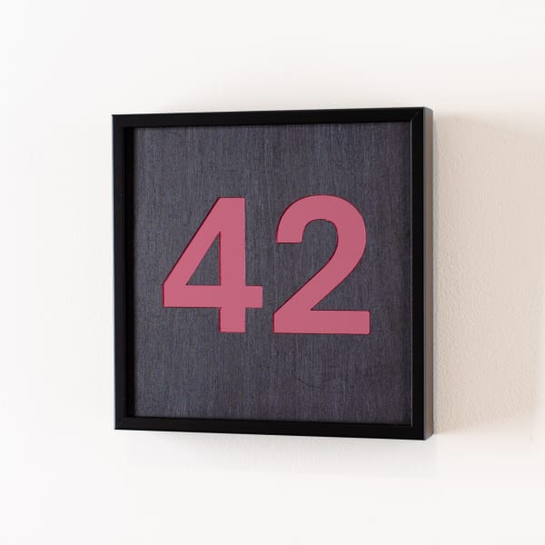 Brigita Ozolins 42, 2025 spirit stain, hardwax oil & perspex on birch ply, framed 20 x 20 cm