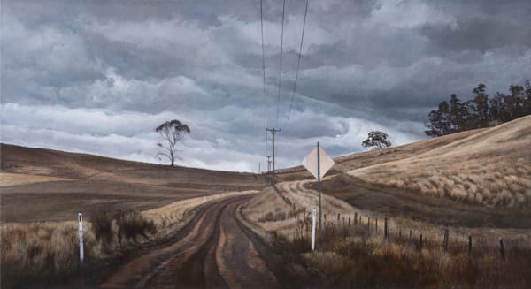 Stephanie Tabram Cockatoo Gully Road, 2017 acrylic on canvas, framed 122 x 224 cm