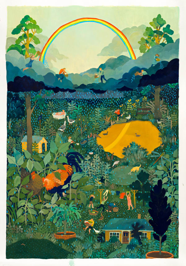 Nicola Gower Wallis Nice Weather for Ducks, 2023 gouache on paper, framed 120 x 89 cm