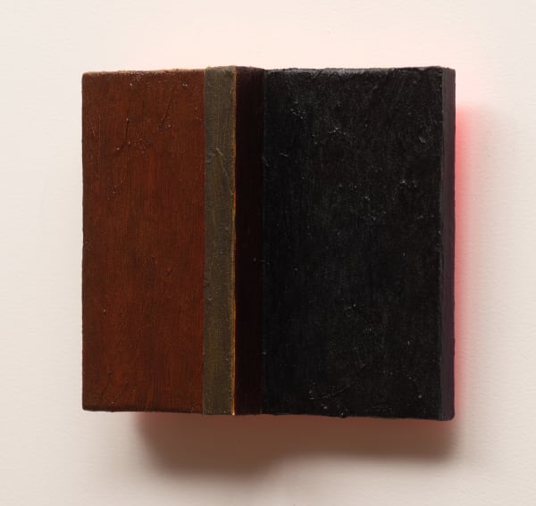 Tim Burns Harmony in black and brown 2, 2022 oil on wood 18.5 x 22 x 6 cm