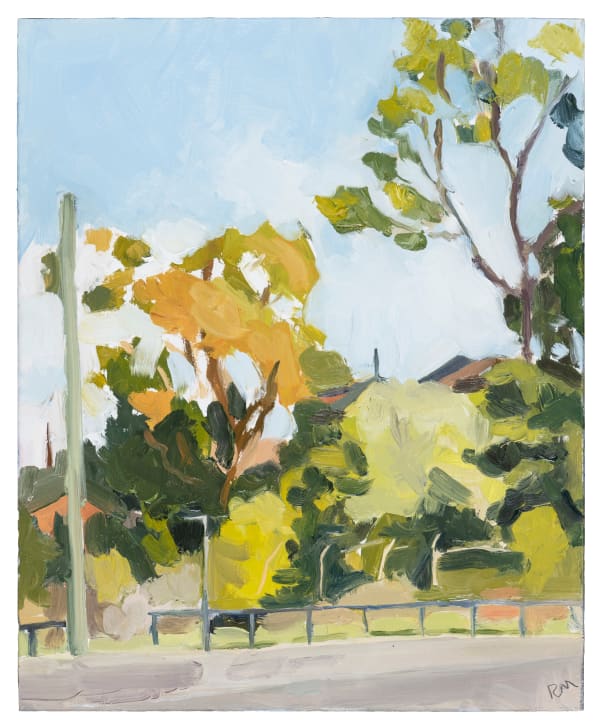Rachel Milne Netball Courts, 2023 oil on board, framed 23 x 28 cm