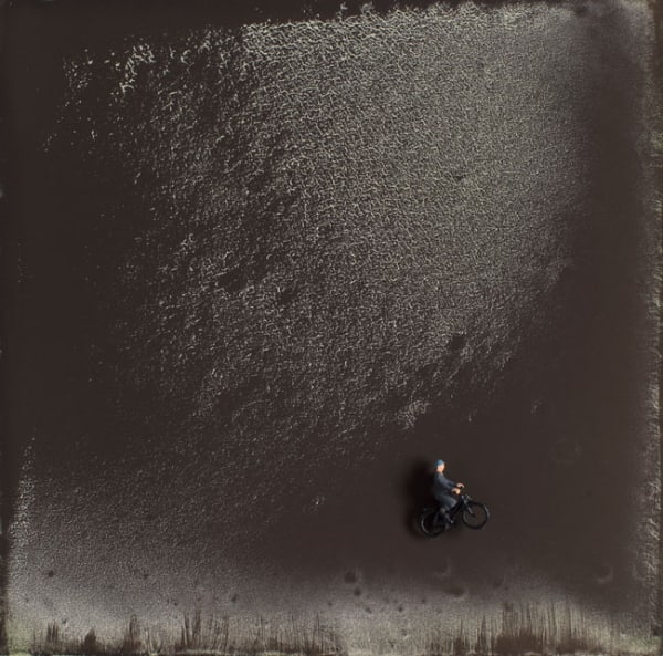 Sara Maher Night flyer, 2006 - 2016 watercolour and model figurine on clay board, framed 17 x 17 cm (frame size)