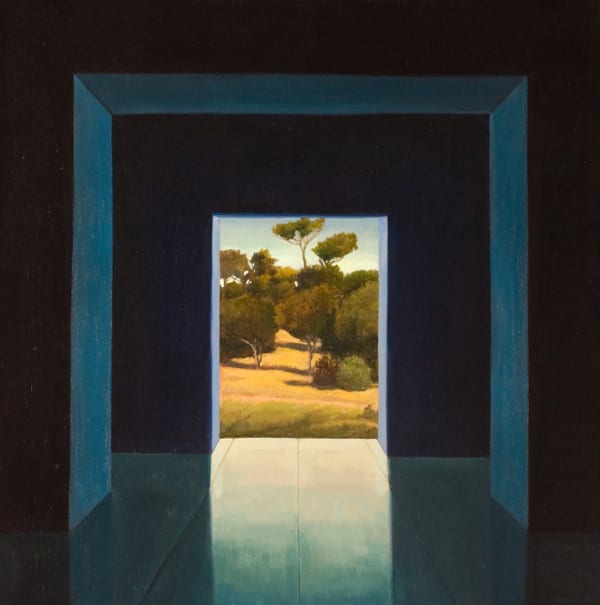 David Keeling Into The Light, 2012 oil on wood, framed 50h x 50w cm