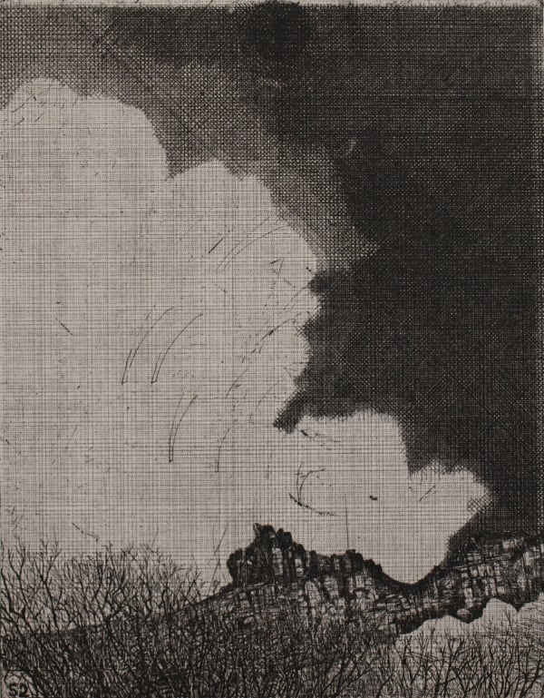 Raymond Arnold Elsewhere World Fragment No 52 4th state, 2019 Etching on Arches 300gsm paper 40 x 30cm Edition of 5