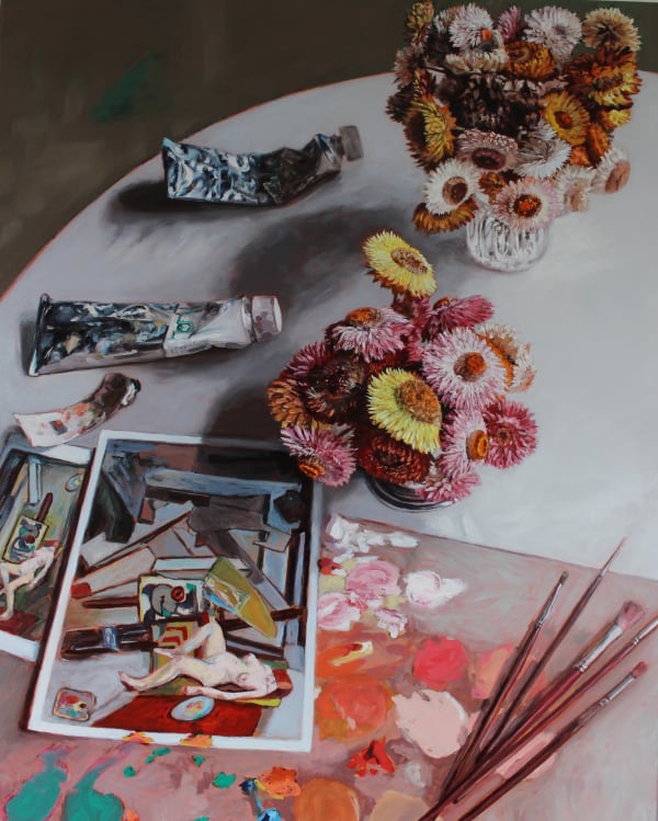 Amanda Davies The artist's studio (after Stoner), 2019 oil on linen 66 x 51 cm