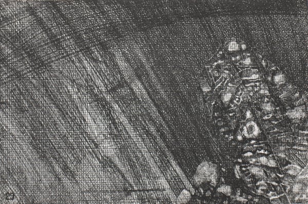 Raymond Arnold Elsewhere World Fragments No 29 3rd state, 2019 Etching on Arches 300gsm paper 40 x 30cm Edition of 4