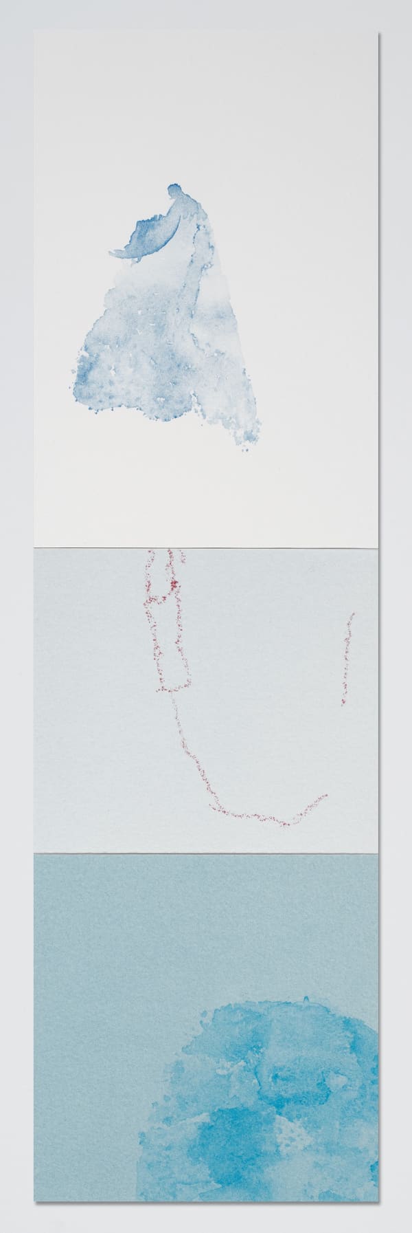 Sara Maher Asteria, 2023 watercolour & oil pastel on paper, framed with non-reflective art glass triptych: 38.5 x 11.5 cm (overall size) 43.1 x 16.1 (frame size)