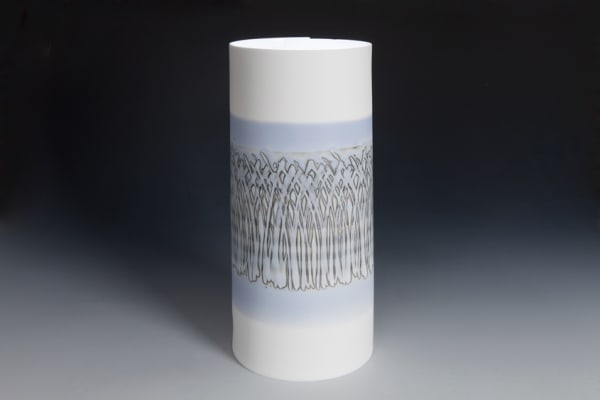 Les Blakebrough Sand dunes at Coledale, 2017 tall cylinder, metal salts 32 x 16cm