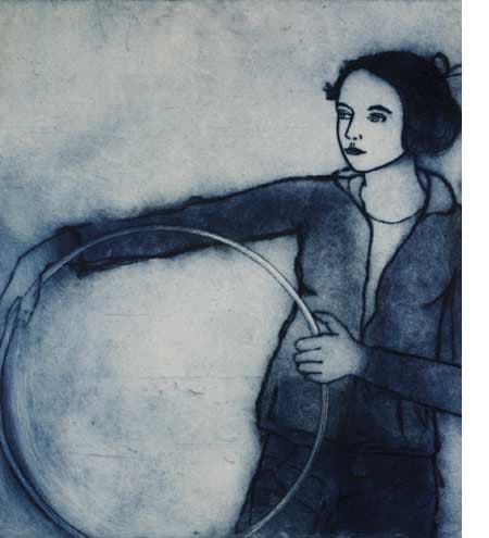 Barbie Kjar Hoop girl, 2005 drypoint etching on paper, unframed 85 x 76 cm (plate size)