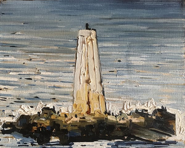 Raymond Arnold Memory; South Arm, 1992 oil on canvas, framed 23 x 28 cm