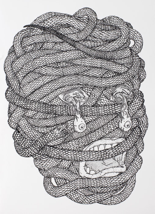 Tom O'Hern My brother told me this is both anatomicly & behaviourly wrong, 2010 Indian ink on paper 95.5h x 70w cm (sheet size), 101h x 71.5w cm (box frame)