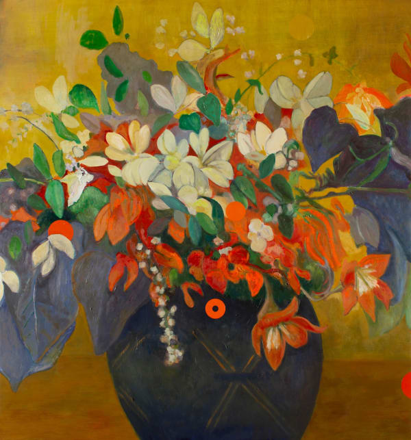 Neil Haddon Flowers from Gauguin (covert), 2025 oil on aluminium panel 70 x 65 cm