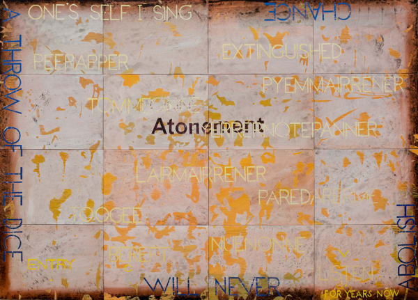 Imants Tillers Nature Speaks : CV, 2011 acrylic & gouache on 16 canvasboards no. 89541 - 89556 101h x 141.5w cm (approx installation area)