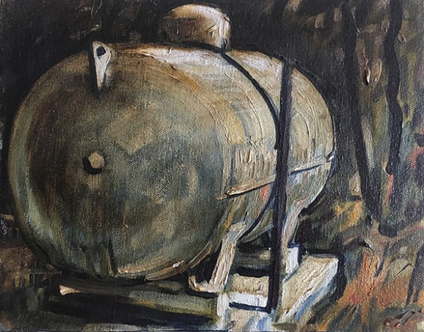 Raymond Arnold Memory; Mount Nelson, 1990 oil on canvas, framed 23 x 28 cm
