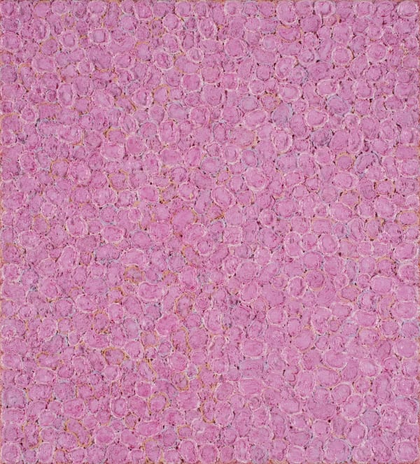 Richard Wastell My happiness. Pink algae painting, 2024 oil and pumice on linen 51 x 46 cm (stretcher size)