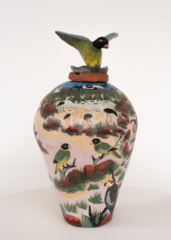 Judith Pungarta Inkamala Urlpaatja (Port Lincoln parrot), 2023 terracotta and underglazes 38 x 24 x 21 cm