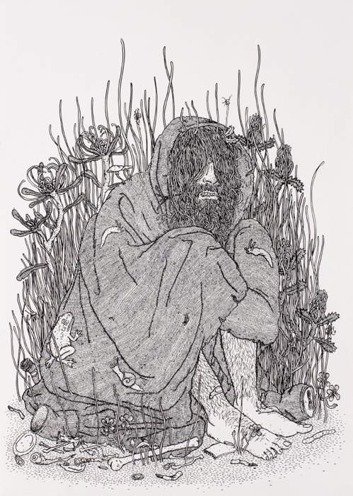 Tom O'Hern Tom O’Hern is a Godless beast and desreves to be treated as such, 2010 Indian ink on paper 95.5h x 70w cm (sheet size), 101h x 71.5w cm (box frame)