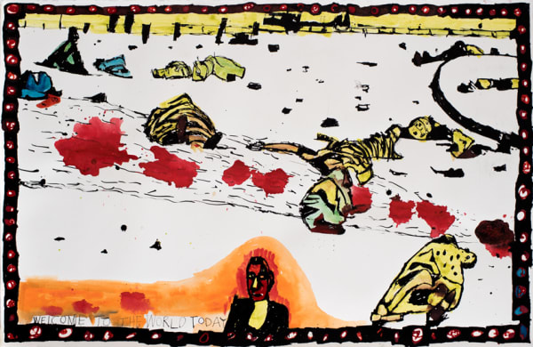 Locust Jones Welcome to the world today, 2016 ink on paper 66 x 102 cm