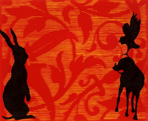 Helen Wright Shadows and silhouettes I, 2009 Woodcut on paper, framed 49.5h x 60w cm (sheet size); 68.5h x 79w cm (overall, framed size)