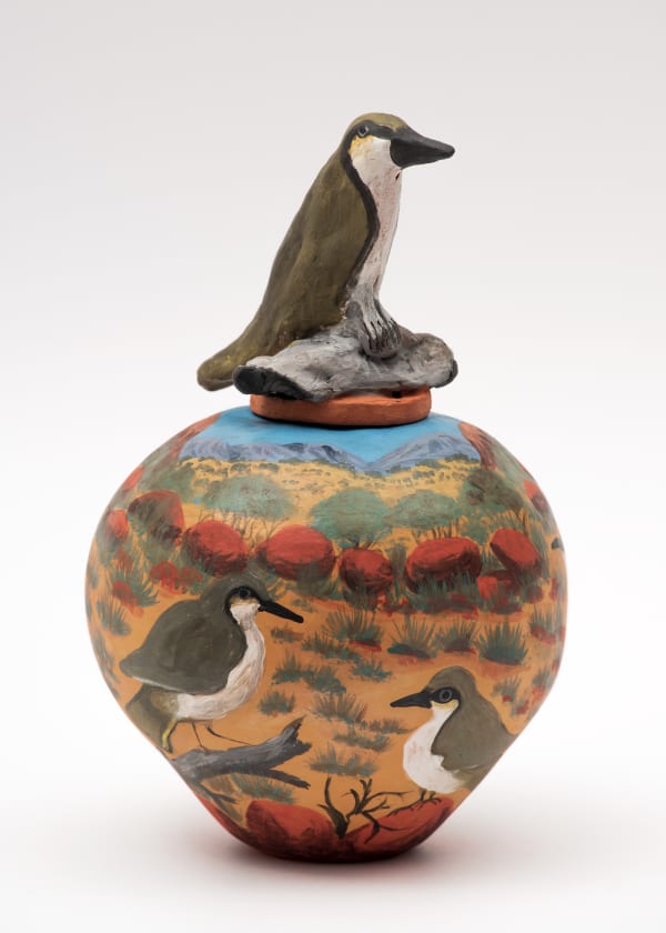 Judith Pungkarta Inkamala Tuakitja (honey eater), 2019 terracotta and underglazes 28 x 16 cm