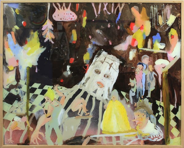Mish Meijers Impossible Opera: Parliamentarian Wrestlemania, 2018 oil on glass 75cm x 95cm