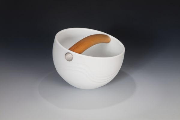 Les Blakebrough Surf's Up, 2017 Tilted bowl with Huon Pine handle 17 x 22cm
