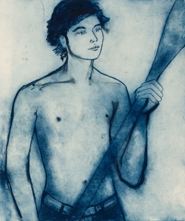 Barbie Kjar Quest, 2011 drypoint etching and conte on paper, unframed 90 x 76 cm (plate size) Edition of 25 plus 2 artist's proofs