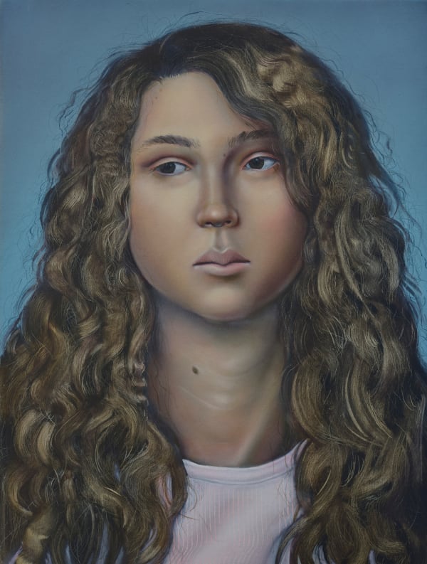 Annika Koops Curly haired kid, 2012 oil on linen, framed 40 x 30 cm (stretcher size)