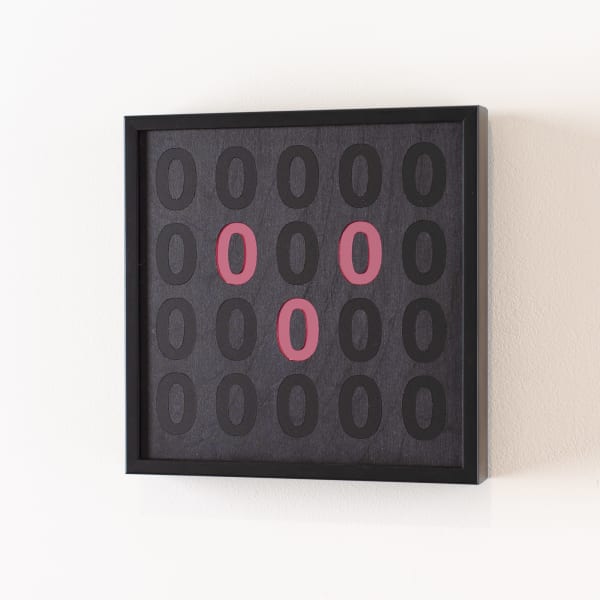 Brigita Ozolins Oh oh, 2025 spirit stain, hardwax oil & perspex on birch ply, framed 20 x 20 cm