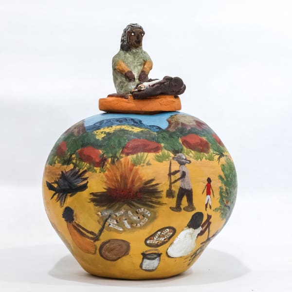 Judith Pungarta Inkamala Tjaapa (Witchetty Grub), 2021 terracotta and underglazes 21 x 16.5cm
