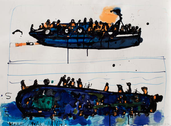 Locust Jones Moral awakening, 2016 ink on paper 57 x 76 cm