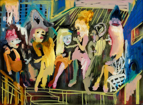 Mish Meijers Episode 4 – The Panel, 2020, 2020 oil on reverse glass (Hinterglasmalerei), framed 60 x 80 x 4cm