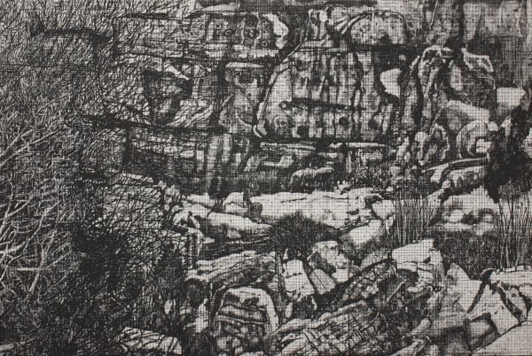 Raymond Arnold Elsewhere World Fragment No 33 4th state, 2019 Etching on Arches 300gsm paper 40 x 30cm Edition of 5