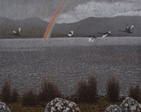 Richard Wastell Spring Rain, Woods Lake, 2018 oil, acrylic, oil stick and pumice on linen 122 x 152cm