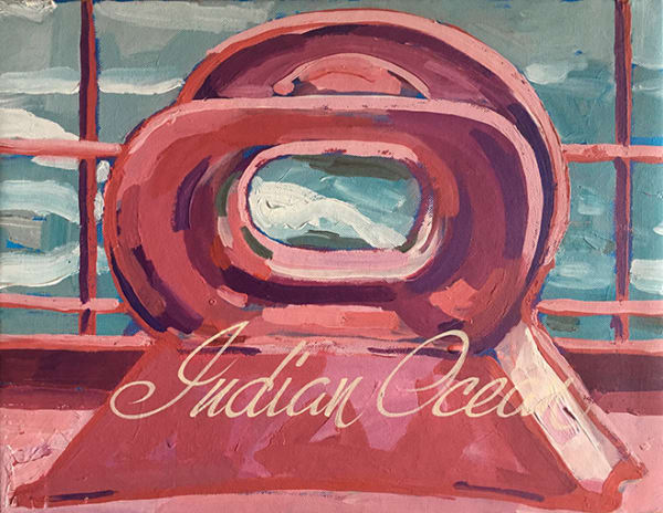 Raymond Arnold Voyage; Indian Ocean, 1994 oil on canvas, framed 30 x 37 cm