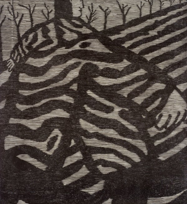 Michael Schlitz, Small head man walking up hill, 2005