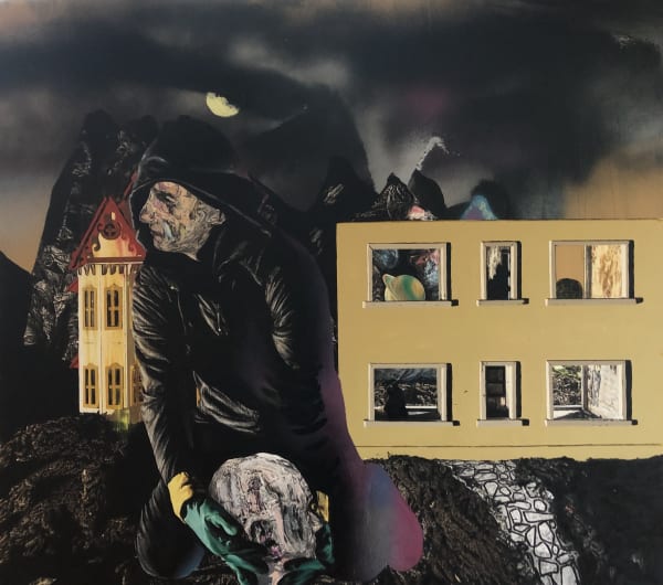 Matt Coyle The Switch, 2019 ink, pencil acrylic, enamel on paper mounted on hardboard 95 x 102cm