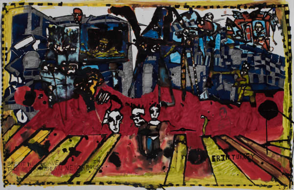 Locust Jones Trying to make sense of the news, 2016 ink on paper 67 x 102 cm