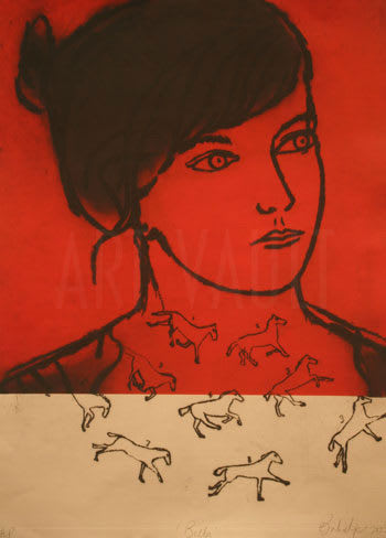 Barbie Kjar Bella AP 2nd state, 2009 drypoint etching on paper, unframed 74 x 51 cm (plate size) Edition of 10 plus 2 artist's proofs