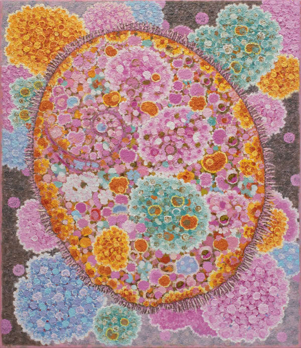 Richard Wastell Prehistoric Sounds, 2025 oil, pumice, wax and resin on linen 71 x 61 cm (stretcher size)