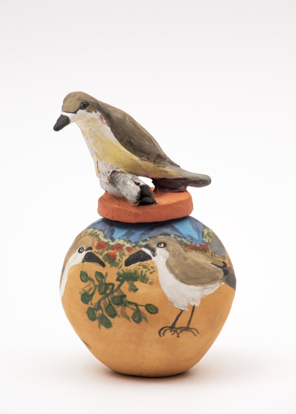 Judith Pungkarta Inkamala Tuakitja (honey eater), 2019 terracotta and underglazes 15 x 9 cm