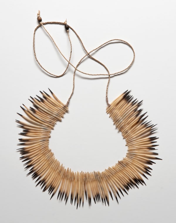 Verna Nichols Palawa neklace, 2022 echidna quills, wooden beads & traditional river reed thread 112cm (overall length)